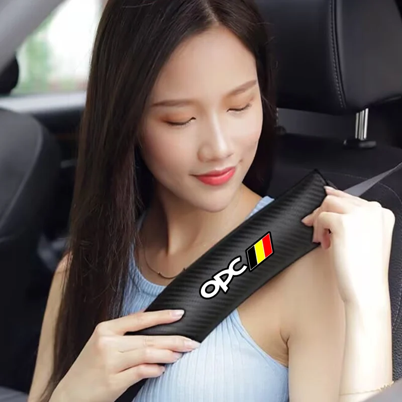 

2Pcs OPC Car Seat Belt Shoulder Covers Carbon Fiber Belt Safety For Opel Astra G H J K F Corsa D Zafira B Insignia Mokka Regal
