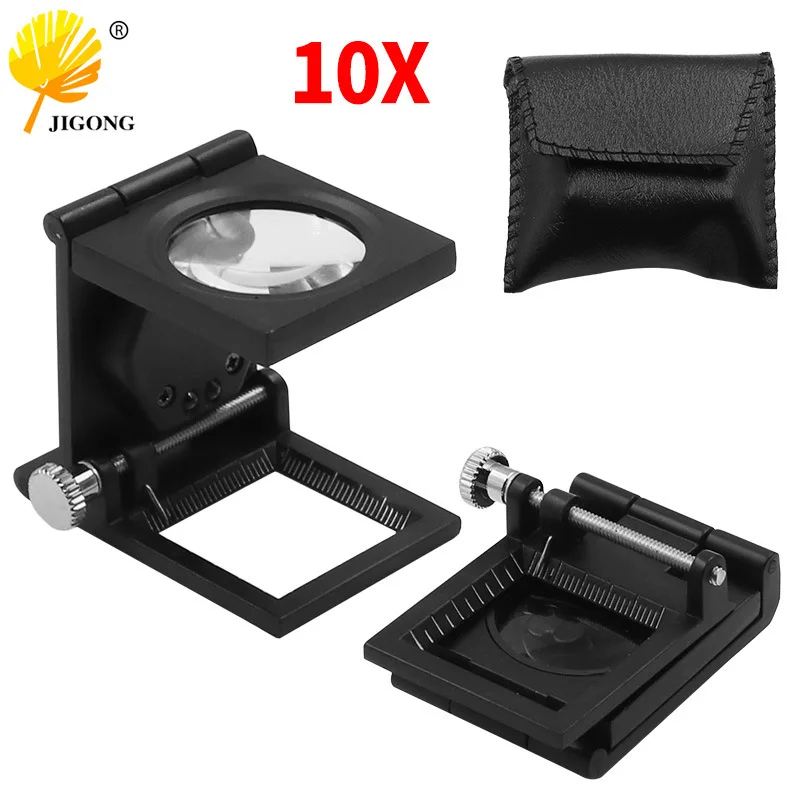 10X folding magnifying glass with light source, scale latitude and longitude density measuring magnifying glass with pointer LED