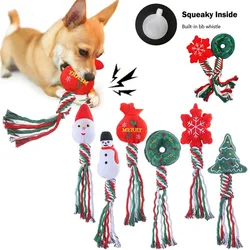 Dog Squeakey Chew Toys Christmas Cotton Ropes Knot Molar Bite Toy Funny Cute Puppies Cat Interactive Toy Xmas Gift Pets Supplies