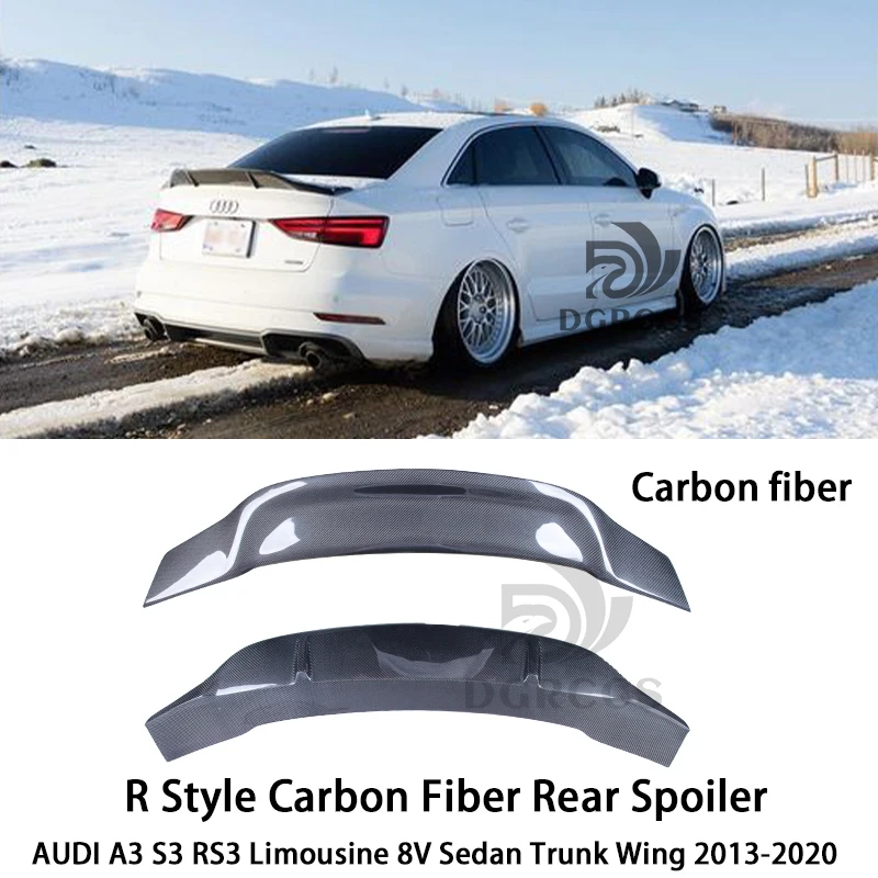 

For AUDI A3 S3 RS3 Limousine 8V Sedan R Style Carbon Fiber Rear Spoiler Trunk Wing 2013-2020 Carbon fiber Forged carbon