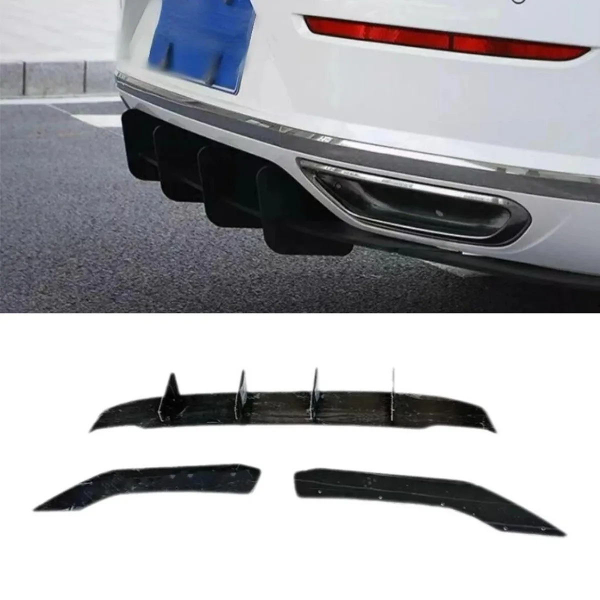 Für Volkswagen CC Shooting Brake 2019-2020 Auto-Heckstoßstange Spoilerlippe Diffusor Modifikation Stoßstangenschutz Auto-Zubehör