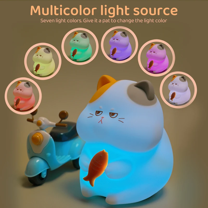 Silicone Cat Dog Night Light USB Rechargeable Nursery Sleeping Lamp Kawaii Cat Animal Night Lights for Kids Bedside Decoration