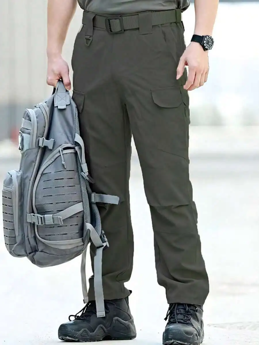Mens Multi Pocket Cargo Pants For Outdoor Hiking Mountaineering Commuting