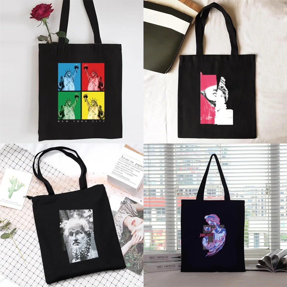 

Shopping Bag Women Handbag Shoulder Bag Ladies Shopper Canvas Bag Commute Large Capacity School Tote Bag Sculpture Print