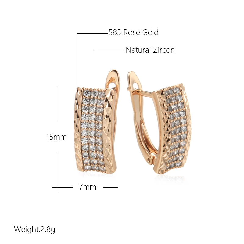 JULYDREAM Personality Embossed Texture Full Zircon Earrings for Women Trendy Accessories 585 Gold Color Classic Earrings Jewelry