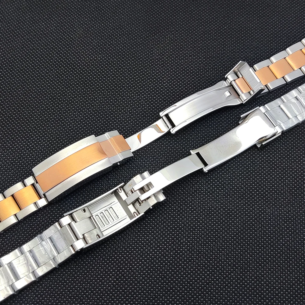 20mm Watch Strap 904L Stainless Steel Watch Strap Oyster Fits NH35 Watch Replacement Parts Slip Lock Buckle Wrist Strap