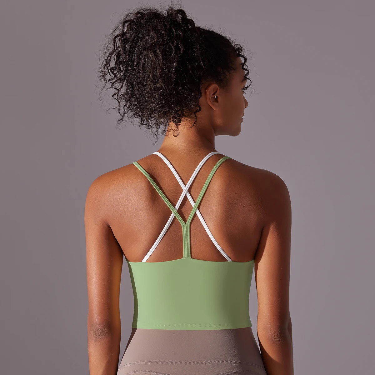 New Women Fitness Sports Bra Top Gym Yoga triangle backless Athletic Back Cutout Cross Tight Workout Soft With Chest Pad