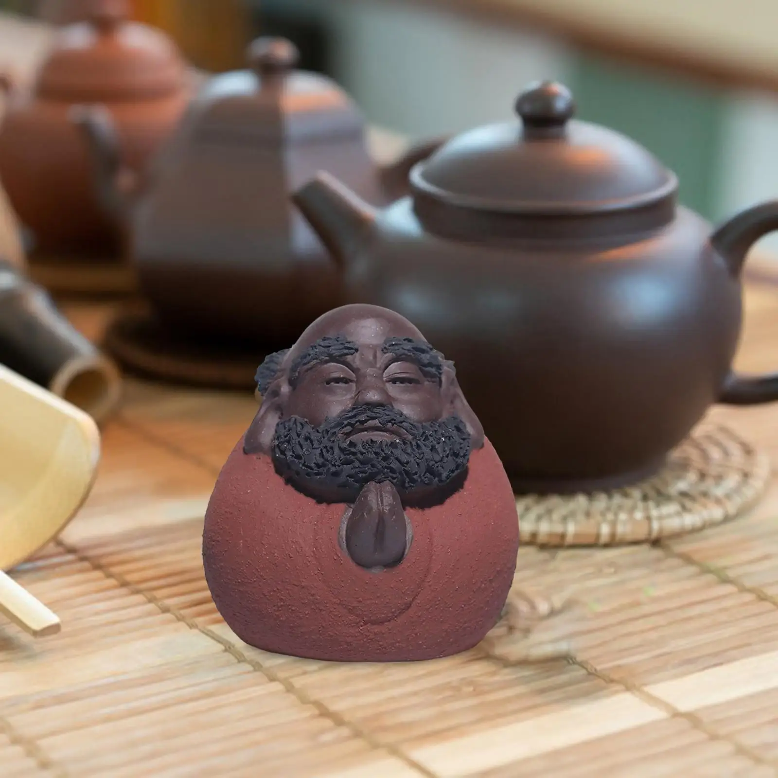 Bodhidharma Sculpture Mini Tea Pet Figurine Kung Fu Tea Pet Model Cute Souvenir Desktop Decoration for Tea Lovers Decorative