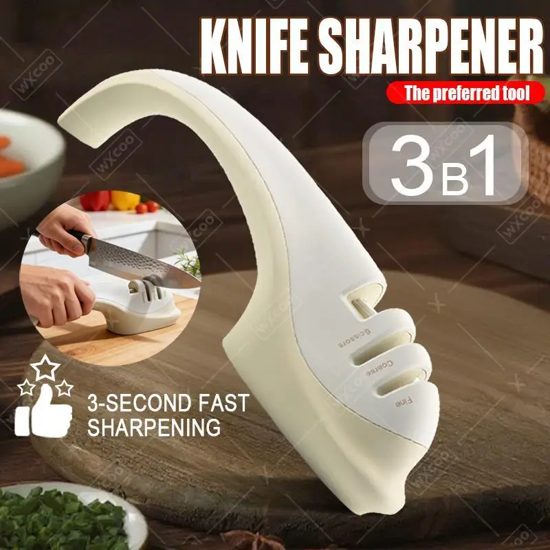 3-in-1 Kitchen Knife Sharpener Helps Repair Polish Blades for Kitchen Sccessories Kitchen Scissor Knife Sharpening