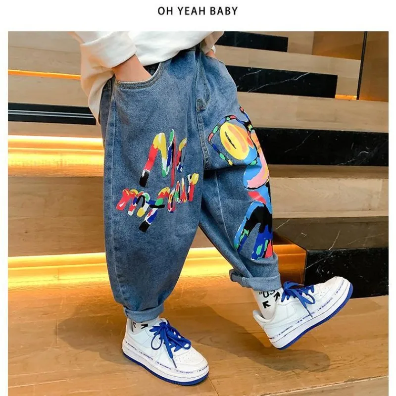 3 5 8 9 Y Children\'s Clothing Boys Jeans Spring and Autumn New Children\'s Casual Trousers Boys Loose Pants