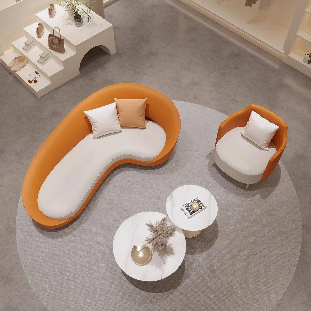 ردهة الفندق الجديدة الحديثة البسيطة في منطقة صالة VIP أريكة الاستقبال التفاوض المكتبي المنحني