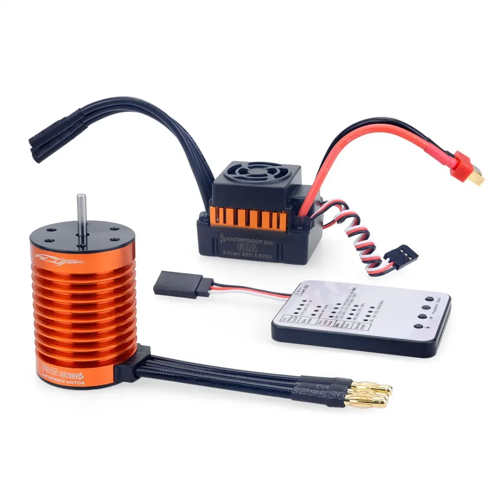 UniFly1:10 RC Car Part Waterproof F540 3300KV 4370KV Brushless Motor W/60A ESC Program Card For 1/10 1/12 RC Truck Buggy Off Roa