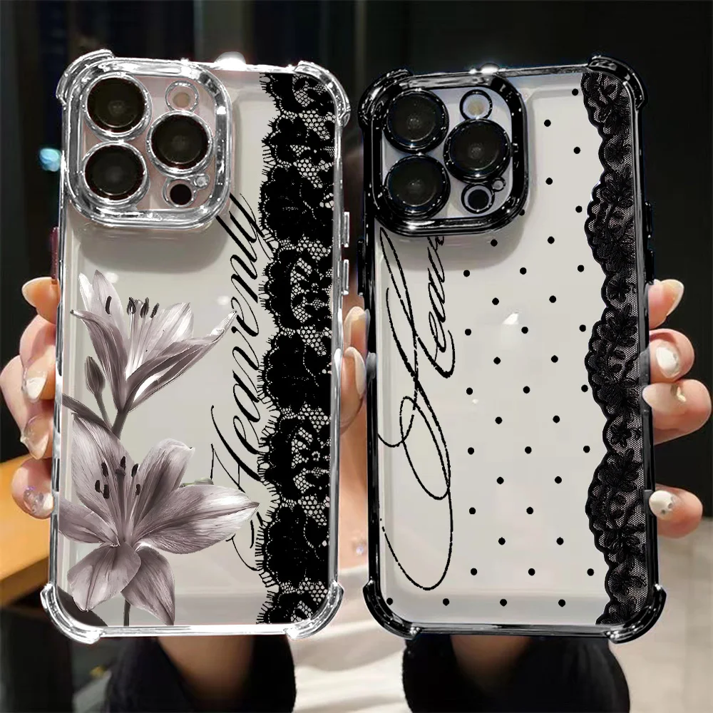 Polka dot lace Plating Phone Case For Samsung S26 S25 S24 S23 S22 S21 S20 FE Note20 Edge Plus Ultra 4G 5G Anti Fall Airbag