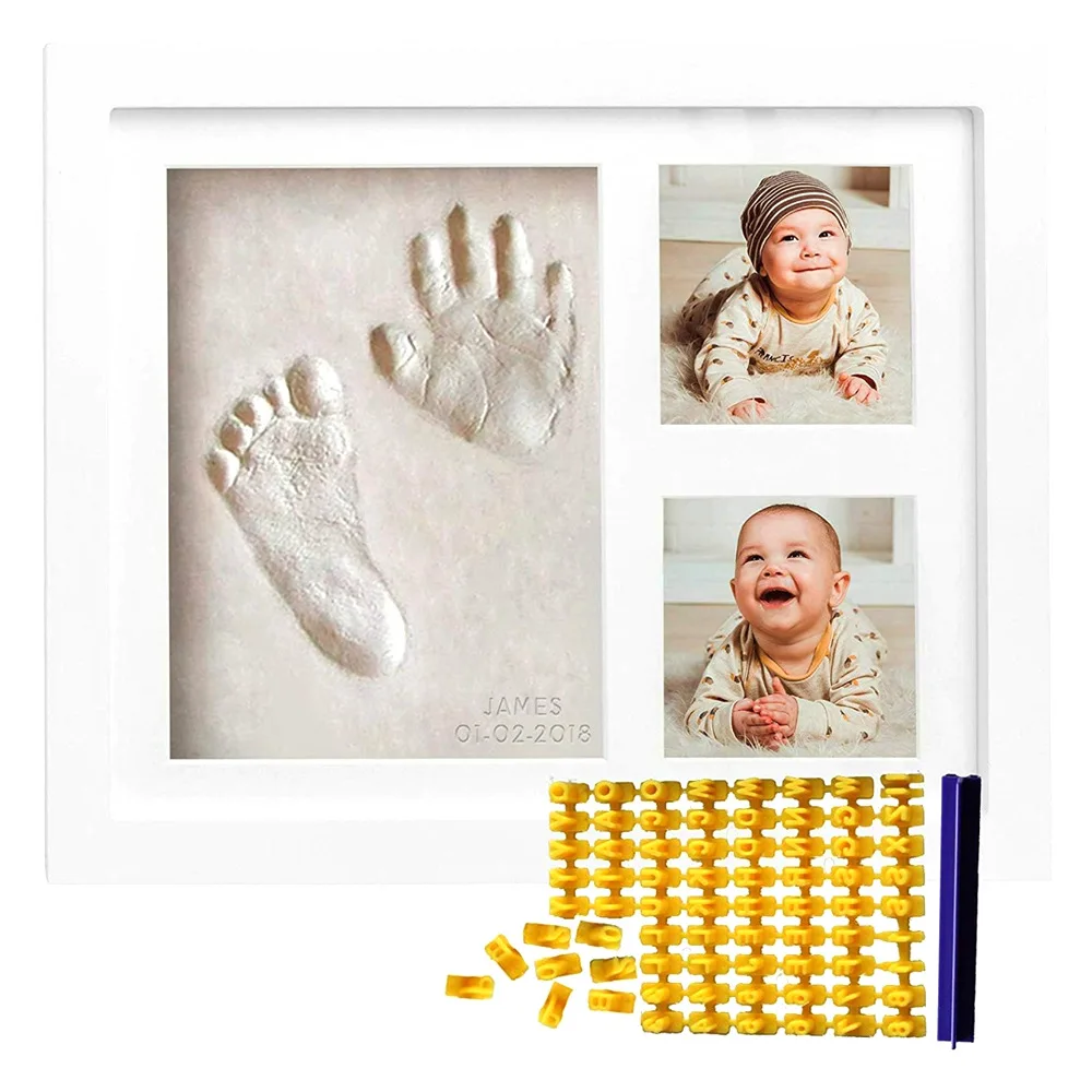 Baby Hand Foot Print Kit, Birth Memory Keepsake Frame, Newborn 100 Days Photo Shadow Box, Pet Paw Print Kit, Customizable Gift