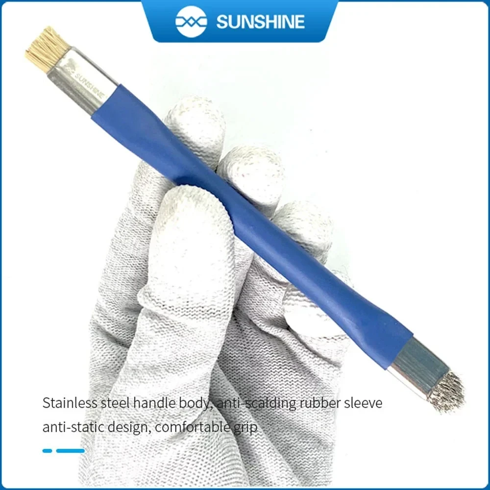 SUNSHINE SS-022B A D Safe Brush Anti-Static Motherboard PCB Cleaning Brush for Phone Repair Tools Kit Double Head Convenience