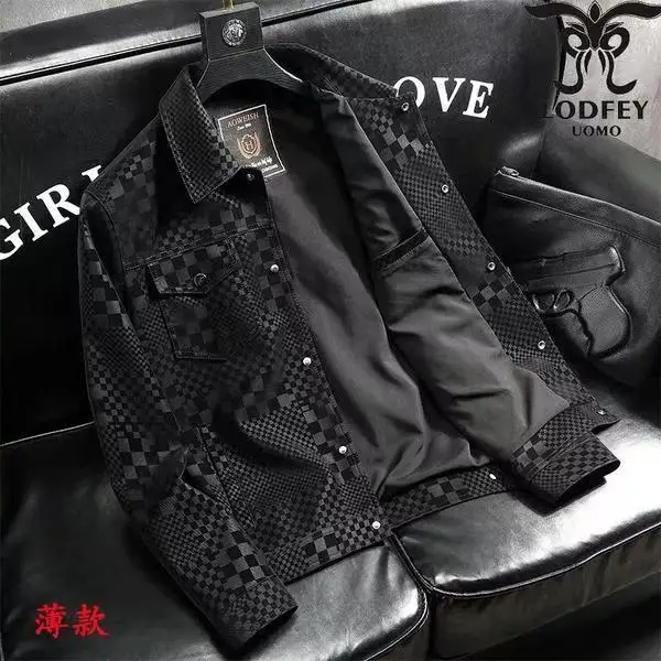 Men\'s Jacket Autumn Winter Slim Plus Fashion trend Thickened Biker Casual Coat Men plaid Leather Jacket