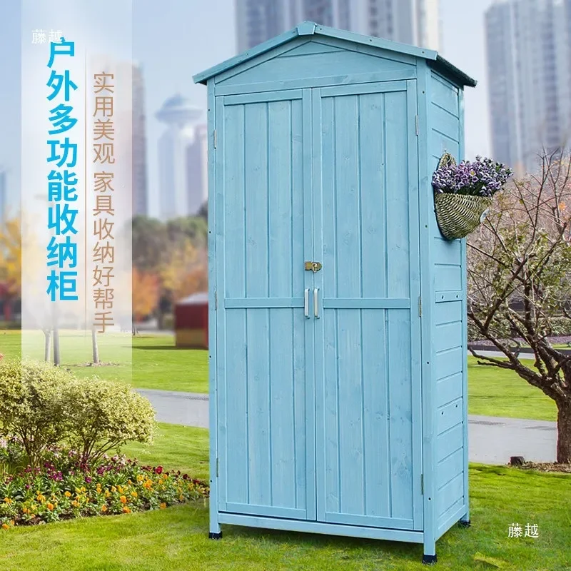 Outdoor Storage Lockers Double Door Tool Organizer for Garden Balcony Villa Courtyard Weatherproof Cabinet