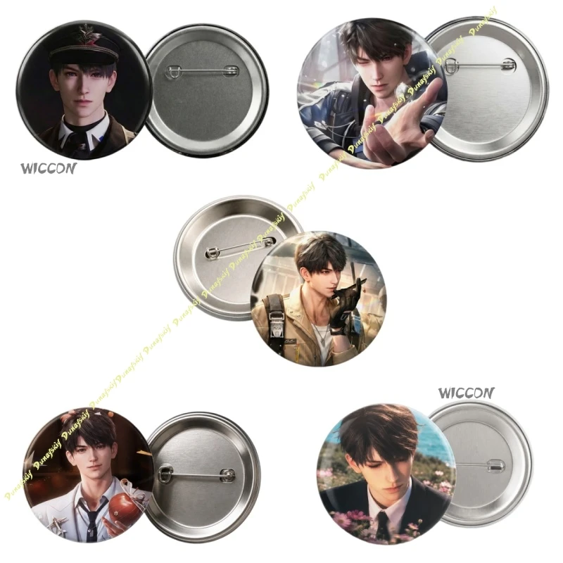 Anime Games Love and Deepspace Caleb Round Metal Badge Anime Character Brooch Pin Collectible Game Peripheral Gifts For Fans