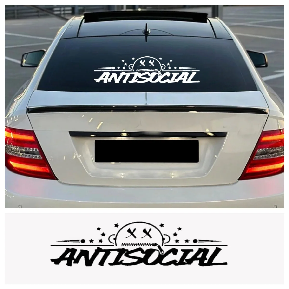 

ANTISOCIAL Skull Vinyl Decal XX Eyes Zipper Mouth Car Stickers for Laptop Truck Motorcycle Window Decor
