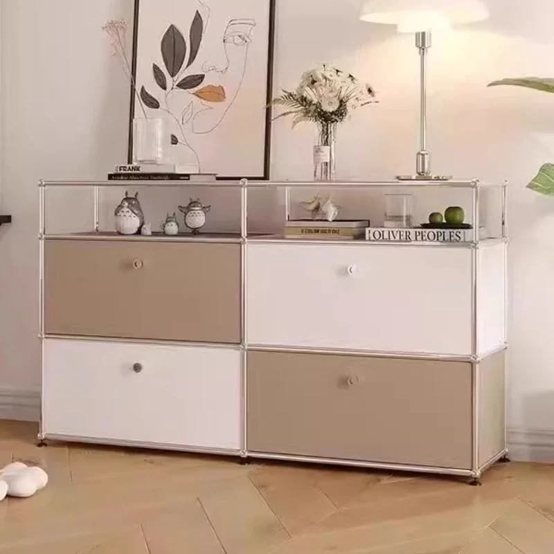 bucket Nordic TV living room furniture Stainless steel module combination,storage cabinet dining cabinet open door side cabinet