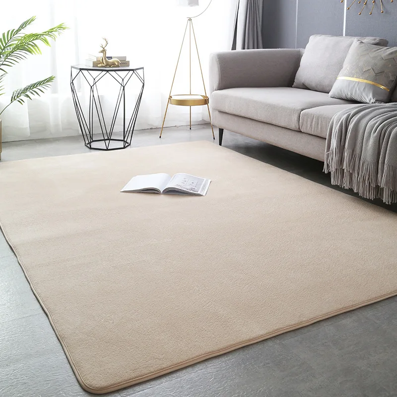 Solid Color Coral Velvet Carpet Modern Living Room Area Rugs Bedroom Bedside Rug Living Room Tatami Crawling Mat Home Decoration