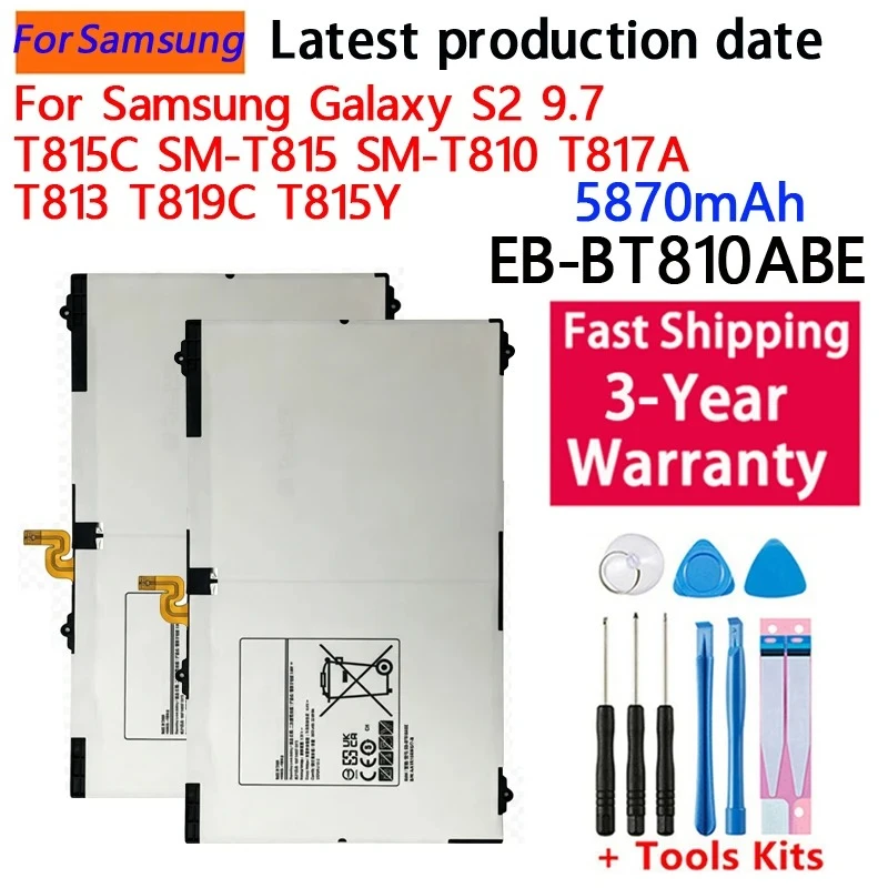 Brand NewTablet Battery EB-BT810ABE EB-BT810ABA For Samsung GALAXY Tab S2 9.7 SM-T815C SM-T810 SM-T817A SM-T813 SM-T819C 5870mAh