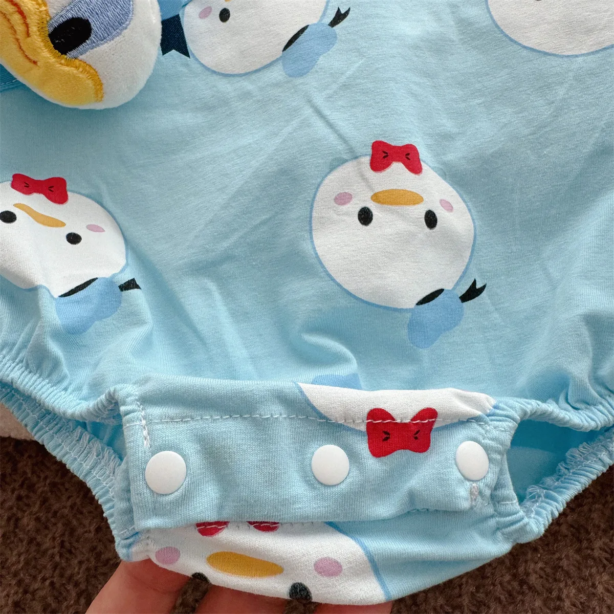 Disney-Vêtements Triangle pour Bébé de 0 à 2 Ans, en Coton, à Manches Courtes, Donald Duck, pour Garçon et Fille, Imbibé de Photo de Marijuana