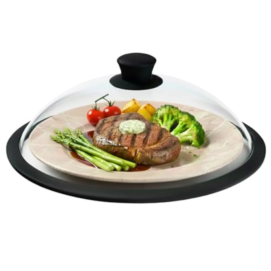 

Vented Splatter Guard Miwave GlaCover for Food wi Easy-Grip Handle 2.5 h Inner Diameter .8" Food Grade Tempered GlaBPA Free Sil