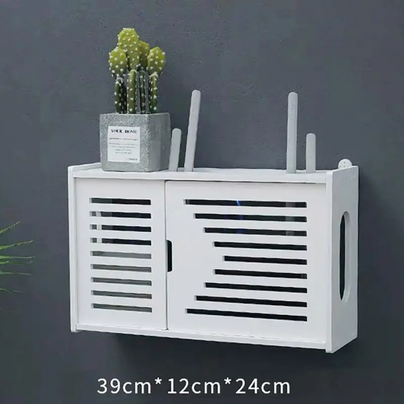 2 Size Non-slip Wifi Router Shelf Storage Boxes Cable Power Plus Wire Bracket Storage Boxs Wall Hanging Plug Bracket Organizer