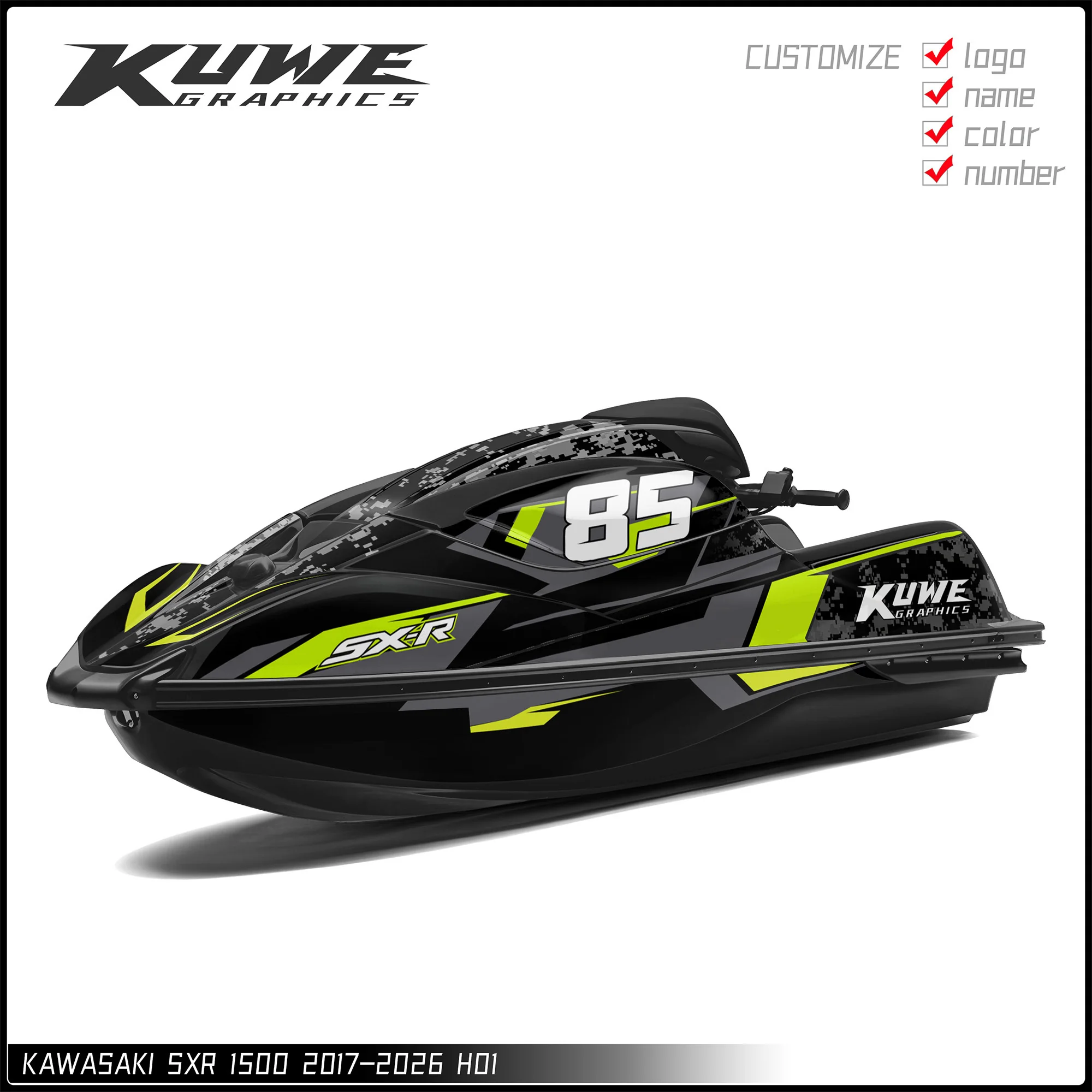 

Suitable for Kawasaki Sxr 1500 2017-2026 Graphic Kit Decal Sticker Supports Personalized Customization Jet Ski
