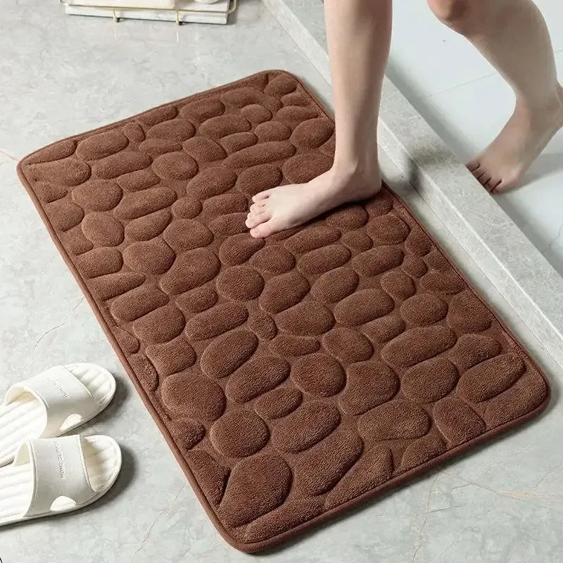 Cobblestone Embossed Absorbent Bath Mat Thicken Non-slip Mat Damp-proof Soft Foot Pad Shower Room Doormat Memory Foam Pad