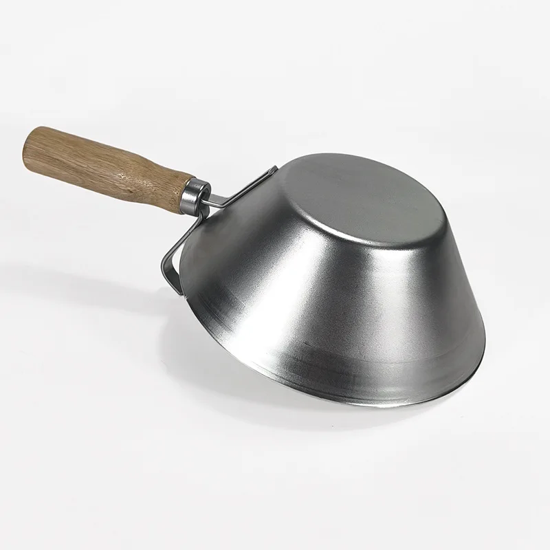 Tazón de cemento de hierro galvanizado Penggong, herramienta de construcción, recipiente para mezclar mortero, con mango de madera resistente, contenedor para enlucido