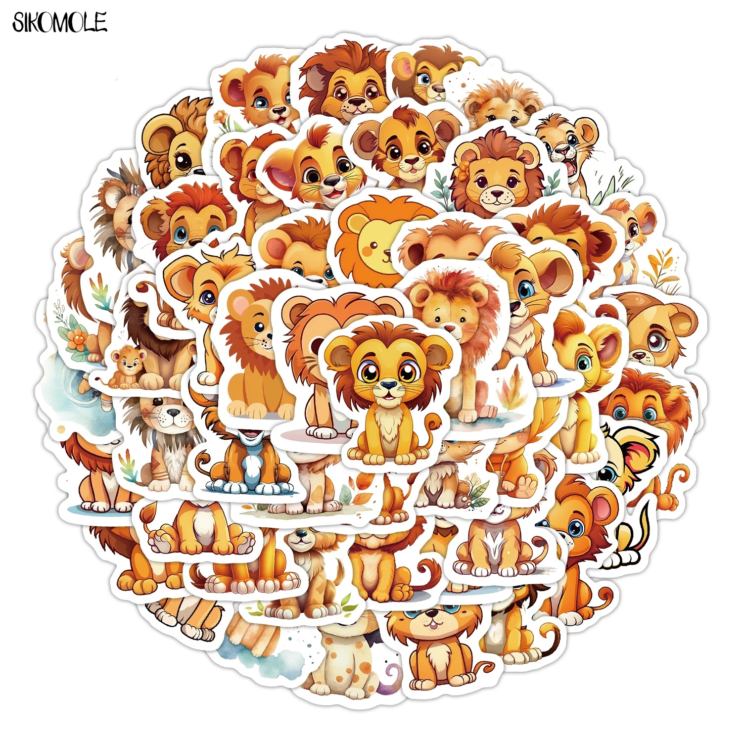 

10/30/50PCS Cute Cartoon Little Lion Stickers Animals Aesthetic DIY Toy Kid Travel Luggage Fridge Decal Graffiti Sticker Pack