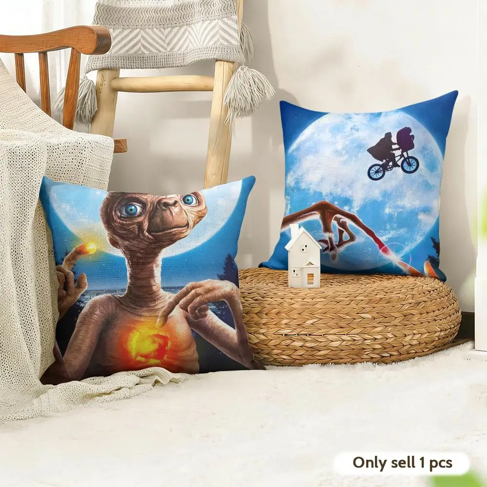 MOVIE E.T.the E-Extra-Terrestrial Cushion Cover Organic Linen Square Pillow Case Durable Non-Allergenic And Kind To Skin
