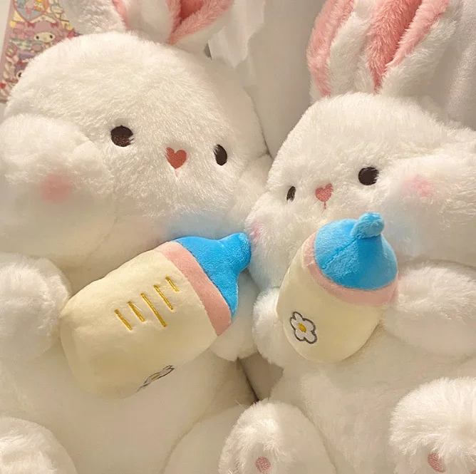 لعبة قطيفة قابلة للعناق أرنب أبيض كبير زجاجة لطيفة دمية أرنب هدية عيد ميلاد للفتيات وقت النوم رفيق النوم واقعي محشوة ل #2