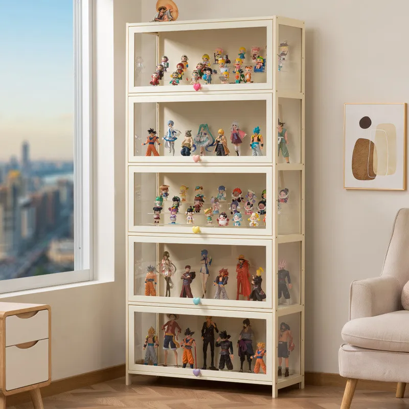 Figure Display Cabinet Imitation Glass Transparent Dustproof Cream Wind Display Cabinet Lego Acrylic Storage