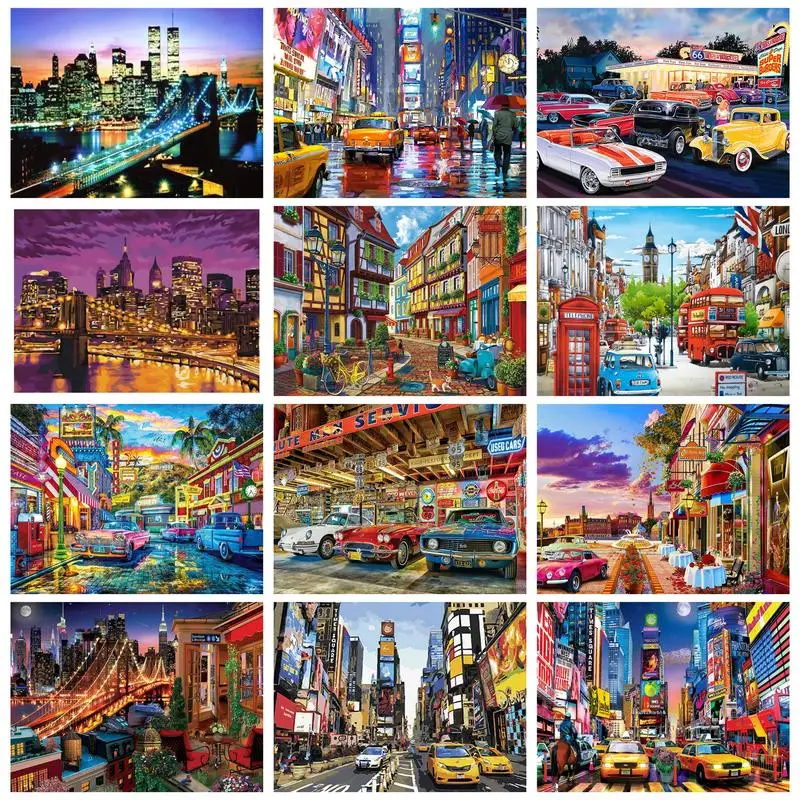 RUOPOTY 40x50cm Painting By Numbers Paint Kit City Street Landscape Picture Drawing For Adult Coloring By Numbers Cars On Canvas