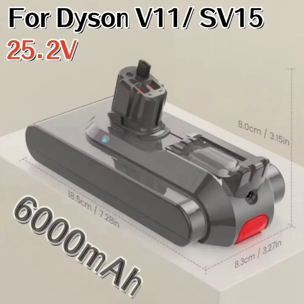 

25.2V 6000mAh Click-in Battery for Dyson V11 Vacuum Cleaner - Compatible with SV22, SV28, V15 Absolute, SV15, SV16, SV17, V11 Fl