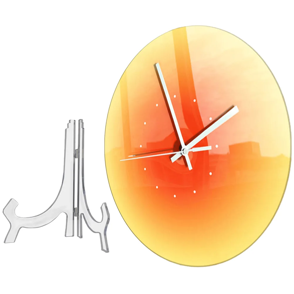 

Acrylic Wall Clock Retro Orange Decor Living Room Desktop Office Gradient Sunset Circular Functional Piece Modern Style
