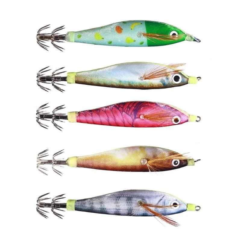 

5Pcs Cuttlefish Hook Fishing Lures Shrimp Lures Hard Baits 9.6g Glow Jig Hook