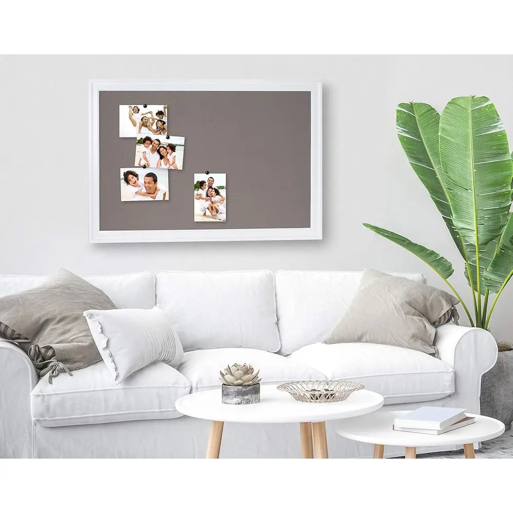 Gray Fabric Pinboard, 27.5x43.5, Linen Wall Bulletin Board, Ready to Use