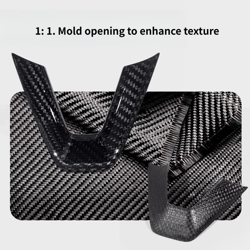 For Tesla Model Y Juniper Model 3 Highland 2025 Real Dry Carbon Fiber Steering Wheel Sticker Steering Wheel Patch Accessories