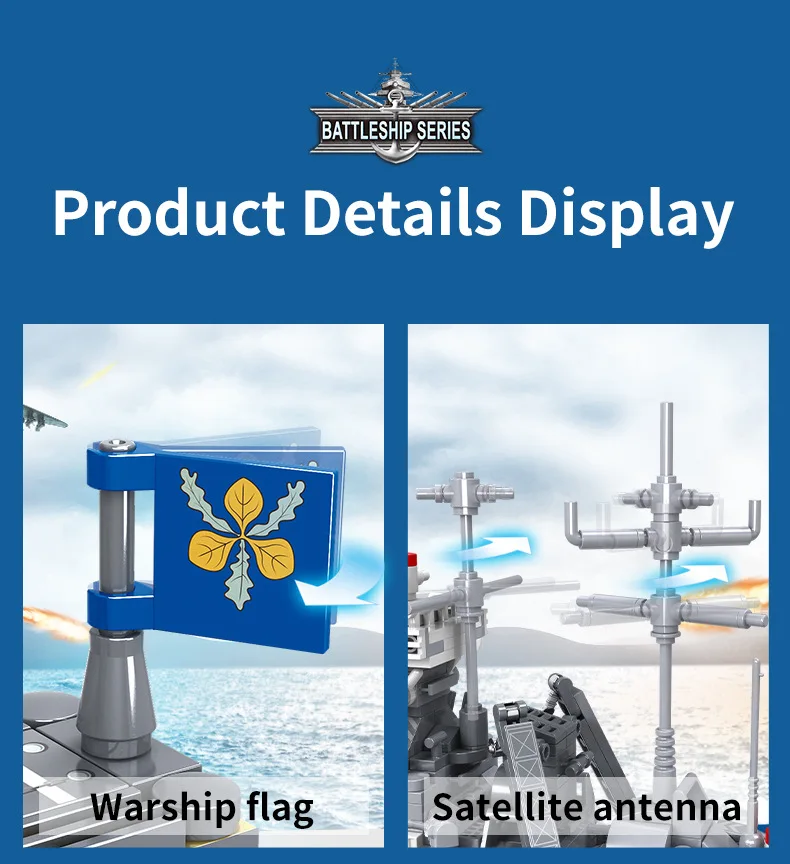 

548PCS Building Blocks World War II Battleship Bismarck For 6-9 years old boy‘s christmas gift 48CM long