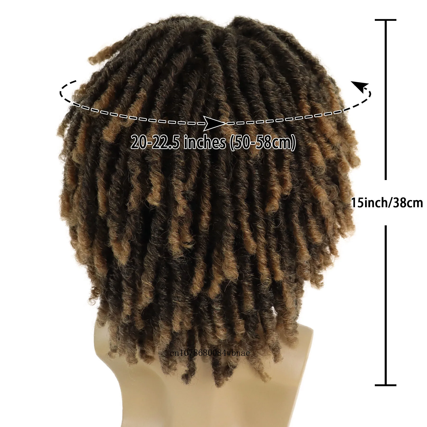 Dreadlocks cortos sintéticos ombré marrón claro Crochet Twist pelo trenzado pelucas Afro Bob rizado hombres peluca fiesta diaria resistente al calor