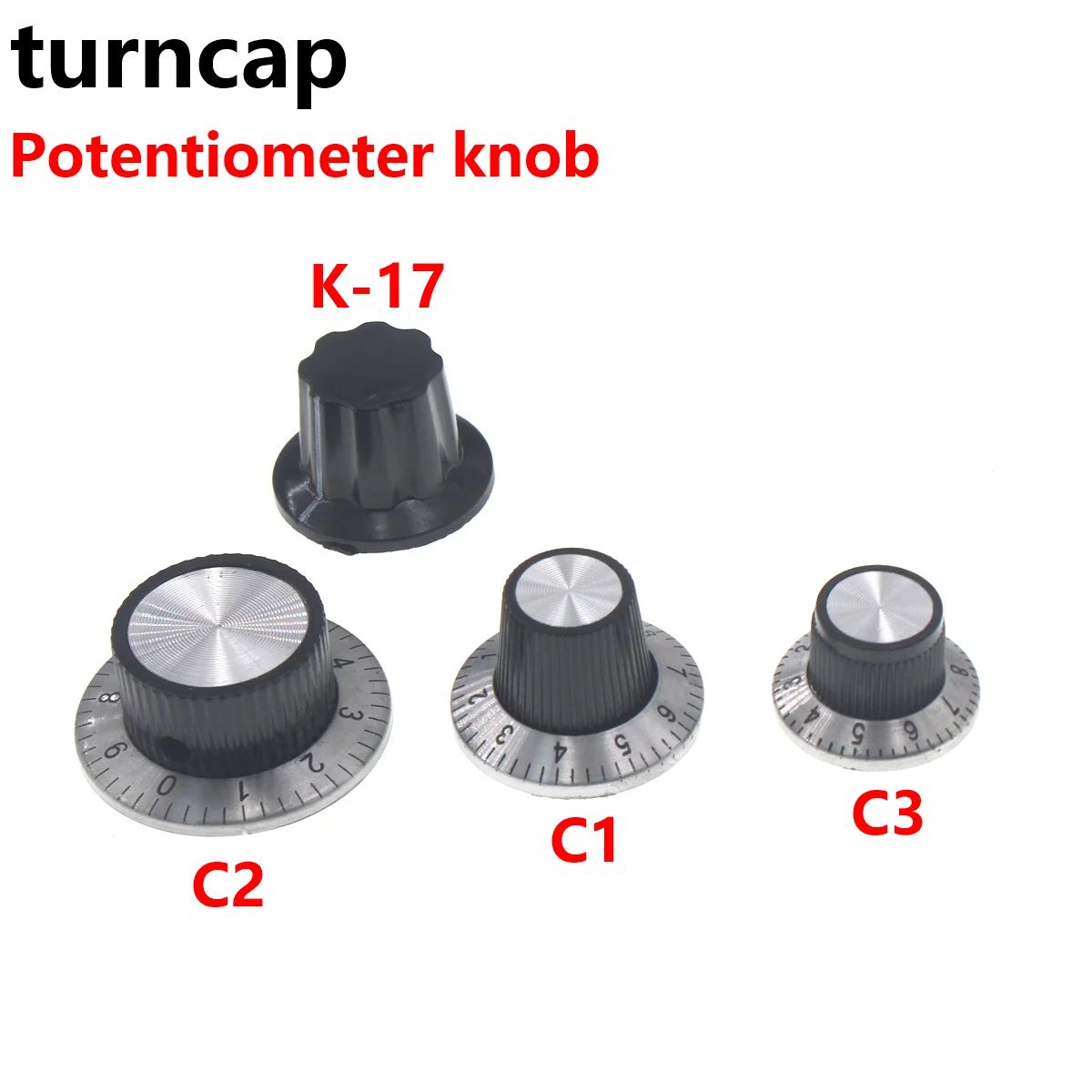 10PCS Speed regulating potentiometer Bakelite Knob Cap Scale C1 C2 C3 K-17 inner hole 6mm