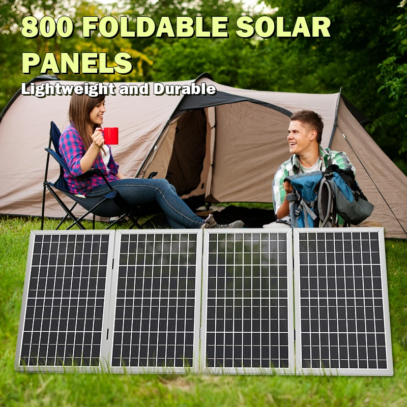 800W Solar Panel Foldable Frame Durable Portable 18V Solar Plate Design for Outdoors Activities RV and Emergency Power