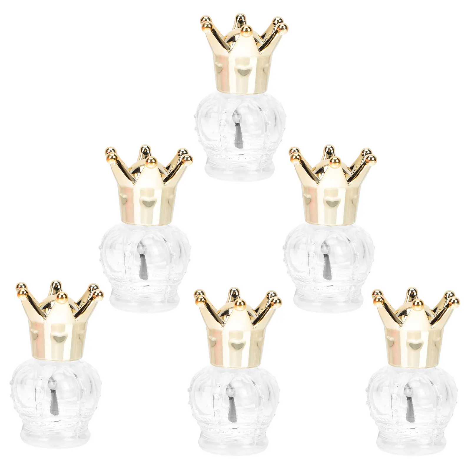 

6Pcs Empty Nail Polish Bottles Glass Refillable Leak Proof Small Containers for Cosmetics Sub Package Portable Brush Lid Design
