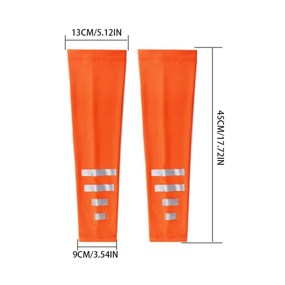 Fluorescent Reflective Arm Warmers Spandex/Elastane Quick-drying Ice Silk Sleeves Black Armguards Cuff UV Protection Arm Covers