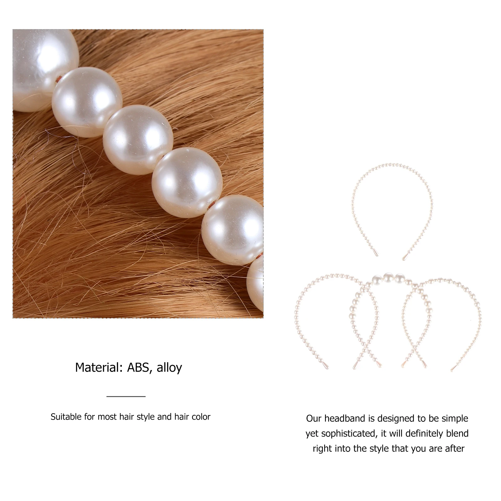 

4pcs Headb Retro Hairb 3# Single Row Large 2# Big Pearl 1# Pack Hair Accessories Wedding Party Banquet Christmas