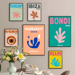 Meksyk Tulum Włochy Toskania Maroko Grecja Samoprzylepny plakat artystyczny Retro Kraft Papier Naklejka DIY Pokój Bar Kawiarnia Malarstwo ścienne